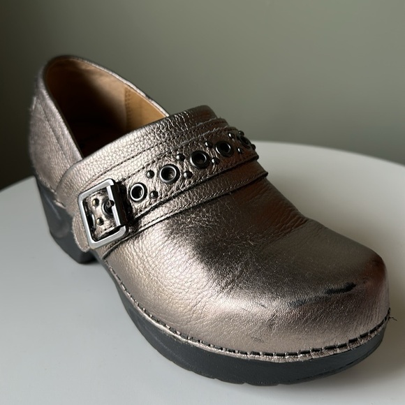 Nurse Mates Chelsea Pillowtop Metallic Leather Clogs Workwear Comfort Size 8 - Picture 3 of 17